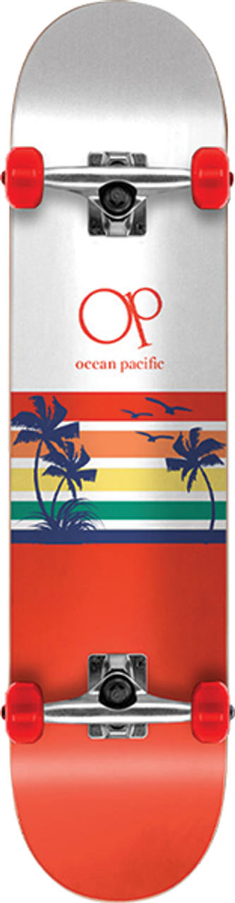 OP SUNSET PARK/STREET SKATEBOARD COMPLETE 8.0 WHT/RED