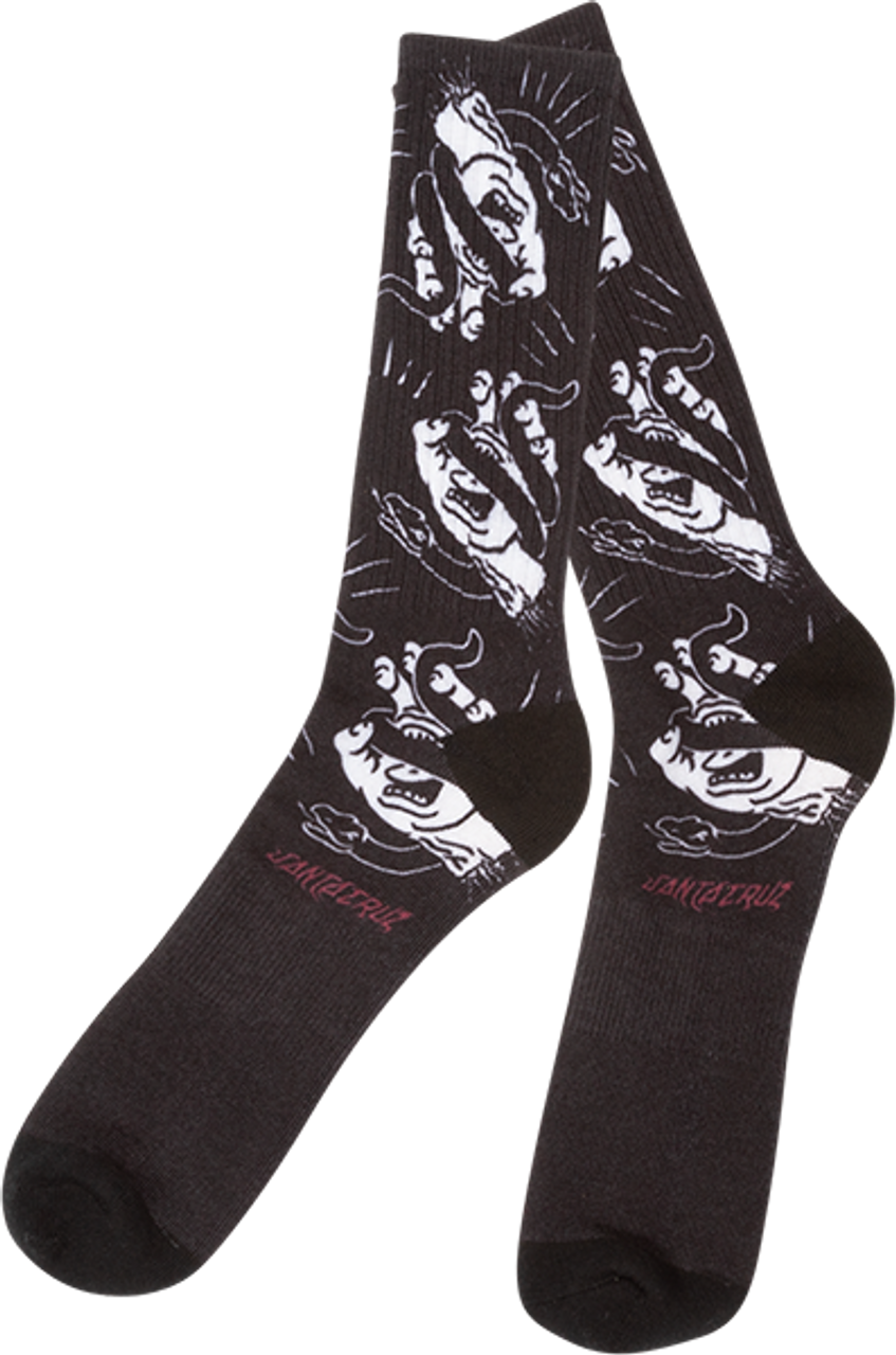 SANTA CRUZ SNAKE BITE CREW SOCKS BLACK/WHT 1pr