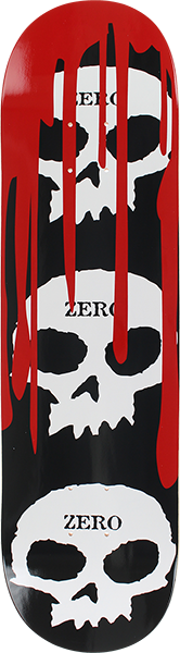 ZERO 3 SKULL WITH BLOOD SKATEBOARD DECK-7.25 BLK/WHT/RED