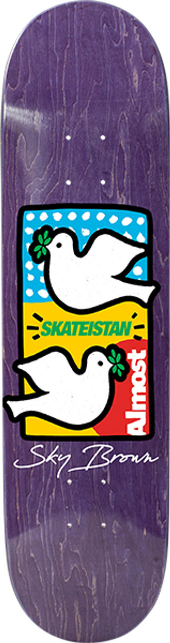 ALMOST SKATEISTAN DOUBLE DOVE SKATEBOARD DECK-8.0 PURPLE r7