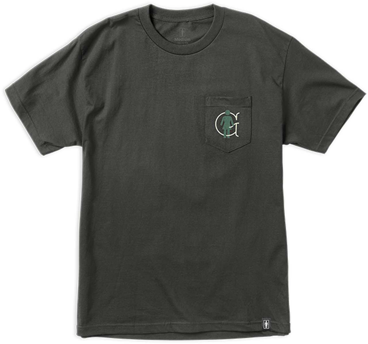 GIRL OG LINER POCKET SS TSHIRT SMALL GRAPHITE