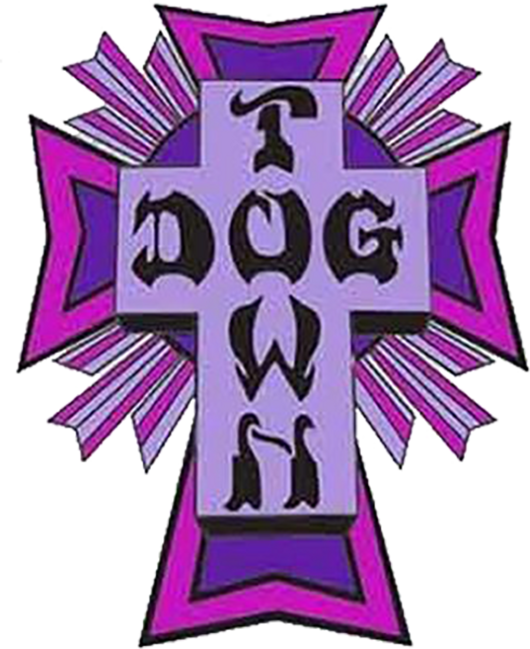 DOGTOWN CROSS LOGO 2" STICKER (2 PACK) PURPLE