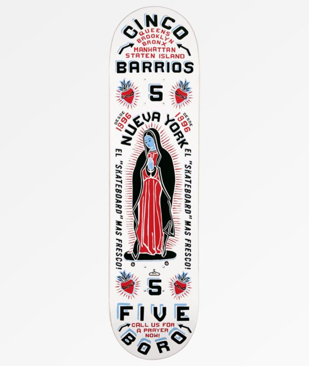 5Boro Cinco Barrios Skateboard Deck White 8.0