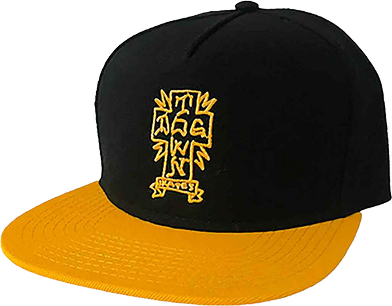 DOGTOWN GONZ CROSS HAT ADJ-BLACK/GOLD/GOLD BRIM