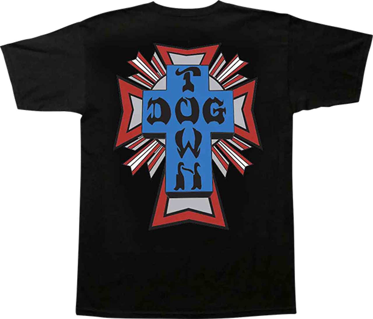 DOGTOWN CROSS LOGO SS MEDIUM BLACK/BLUE/RED/GREY