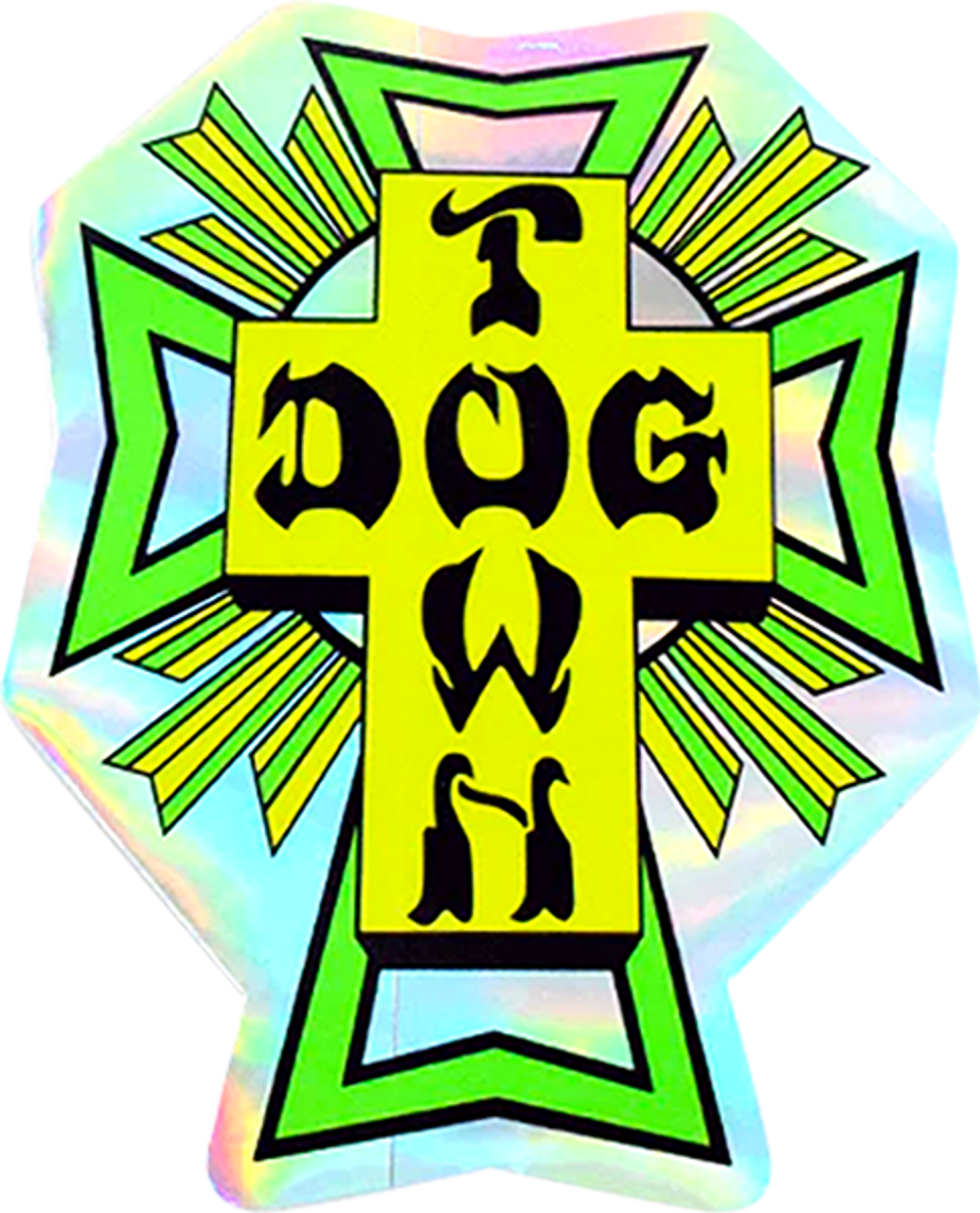 DOGTOWN HOLOGRAPHIC CROSS 2" STICKER PURPLE