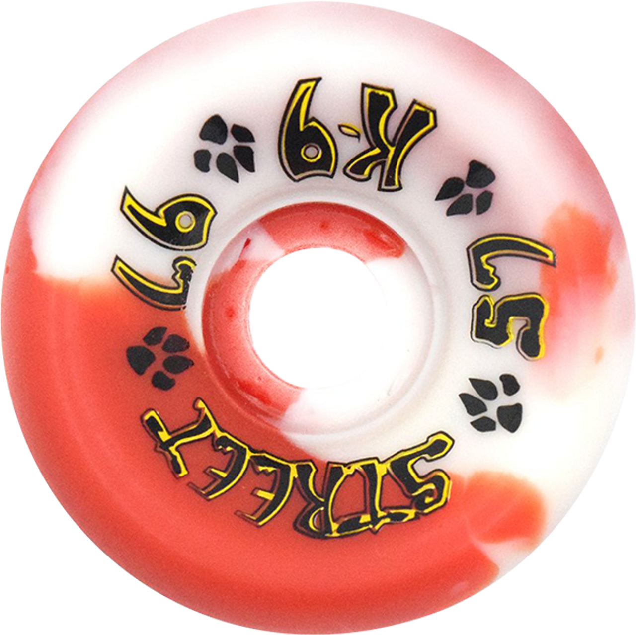 DOGTOWN K-9 CRUISER 57mm 97a RED/WHT SWIRL WHEELS SET