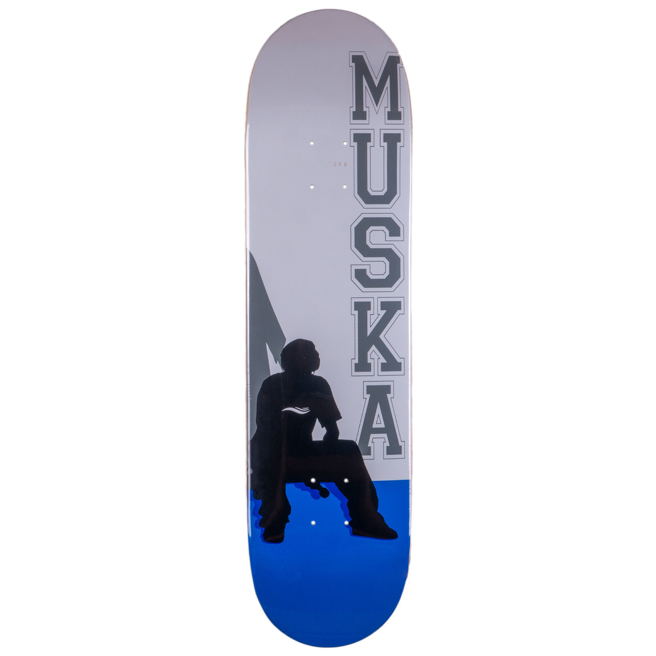 Shortys Muska Silhouette Skateboard Deck White Blue 8.12