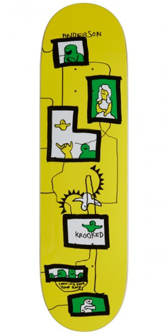 Krooked Anderson Frames Skate Deck Yellow Green 8.38