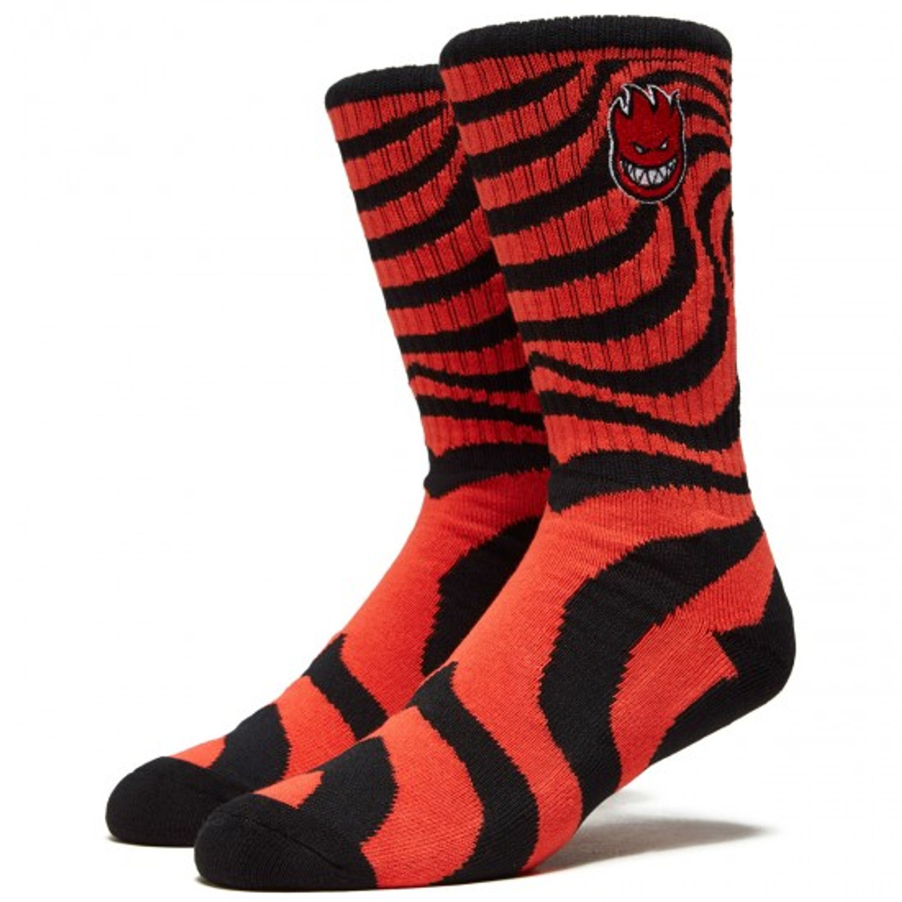 Spitfire Bighead Fill Emblem Socks Black Red Swirl One Size