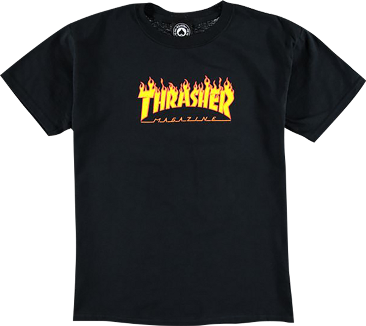 THRASHER FLAMES YTH SS TSHIRT XSMALL BLACK