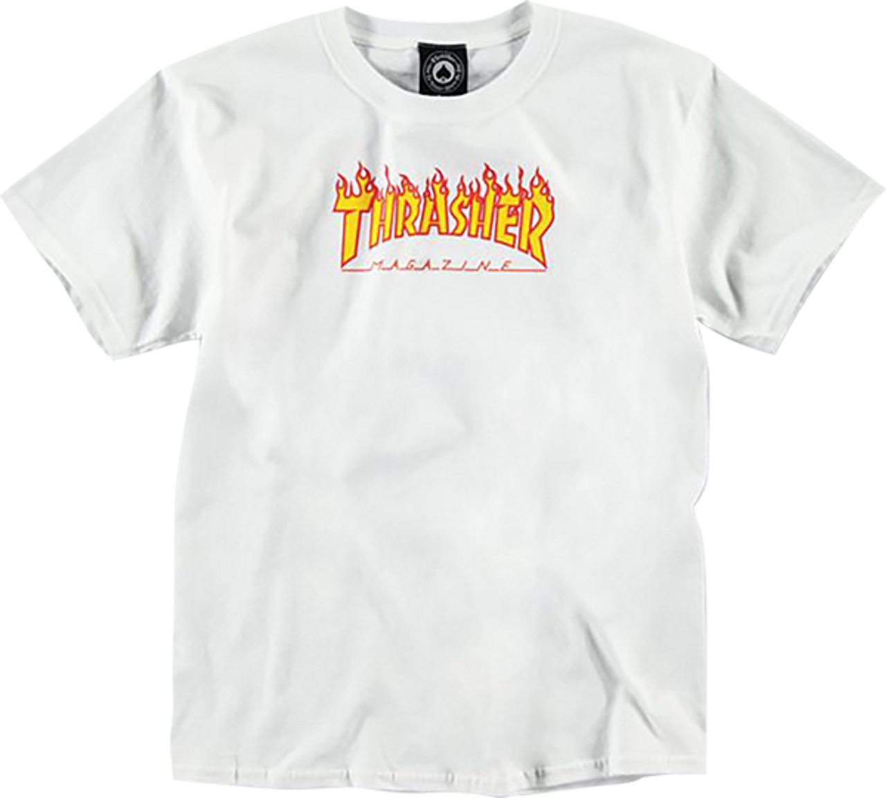 THRASHER FLAMES YTH SS TSHIRT MEDIUM WHITE