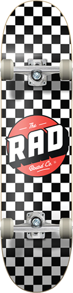 RAD CHECKER SKATEBOARD COMPLETE 7.75 WHT/BLK W/RED