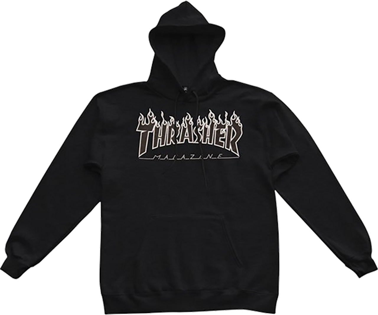 THRASHER FLAMES HOODIE MEDIUM BLK/BLK/WHT