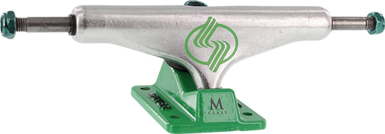 SILVER M-HOLLOW 7.75 POLISHED/GREEN TRUCKS SET