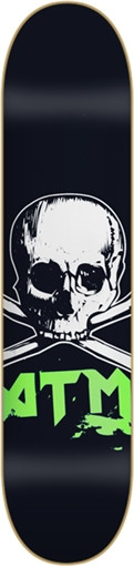 ATM NEON SKULL SKATEBOARD DECK -7.62 BLK/GREEN