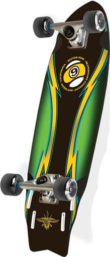 SECTOR 9 BOLT QUAD BLK/GRN Skateboard Complete-9.0x30.25 mini