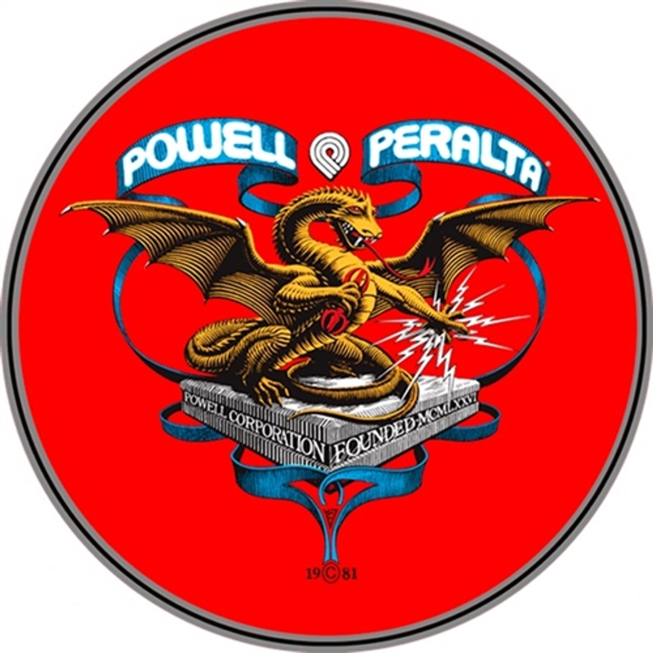 Powell Banner Dragon Sticker Decal Red 4"