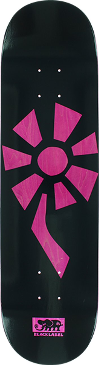 BLACK LABEL FLOWER POWER SKATEBOARD DECK-8.25 BLACK/PINK VENEER