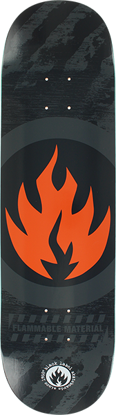 BLACK LABEL CIRCLE FLAME SKATEBOARD DECK-8.5 BLK/GREY/ORG