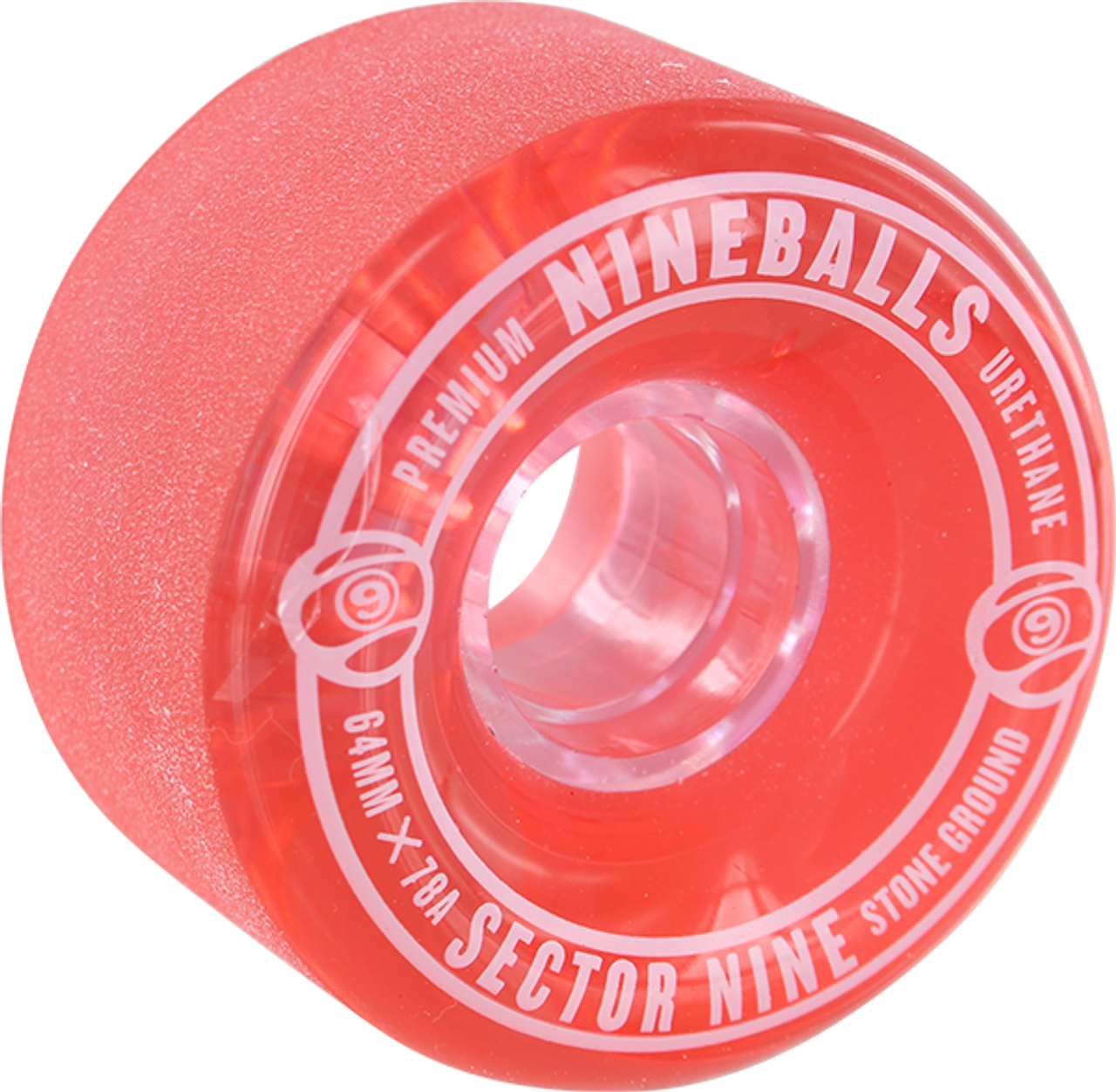 SECTOR 9 9-BALL 64mm 78a CLEAR RED/WHT WHEELS SET