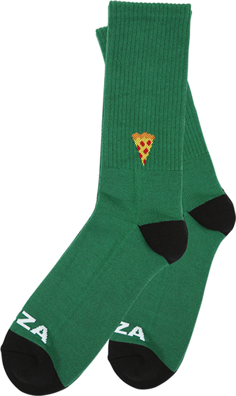 PIZZA EMOJI CREW SOCKS GREEN/BLK 1pr