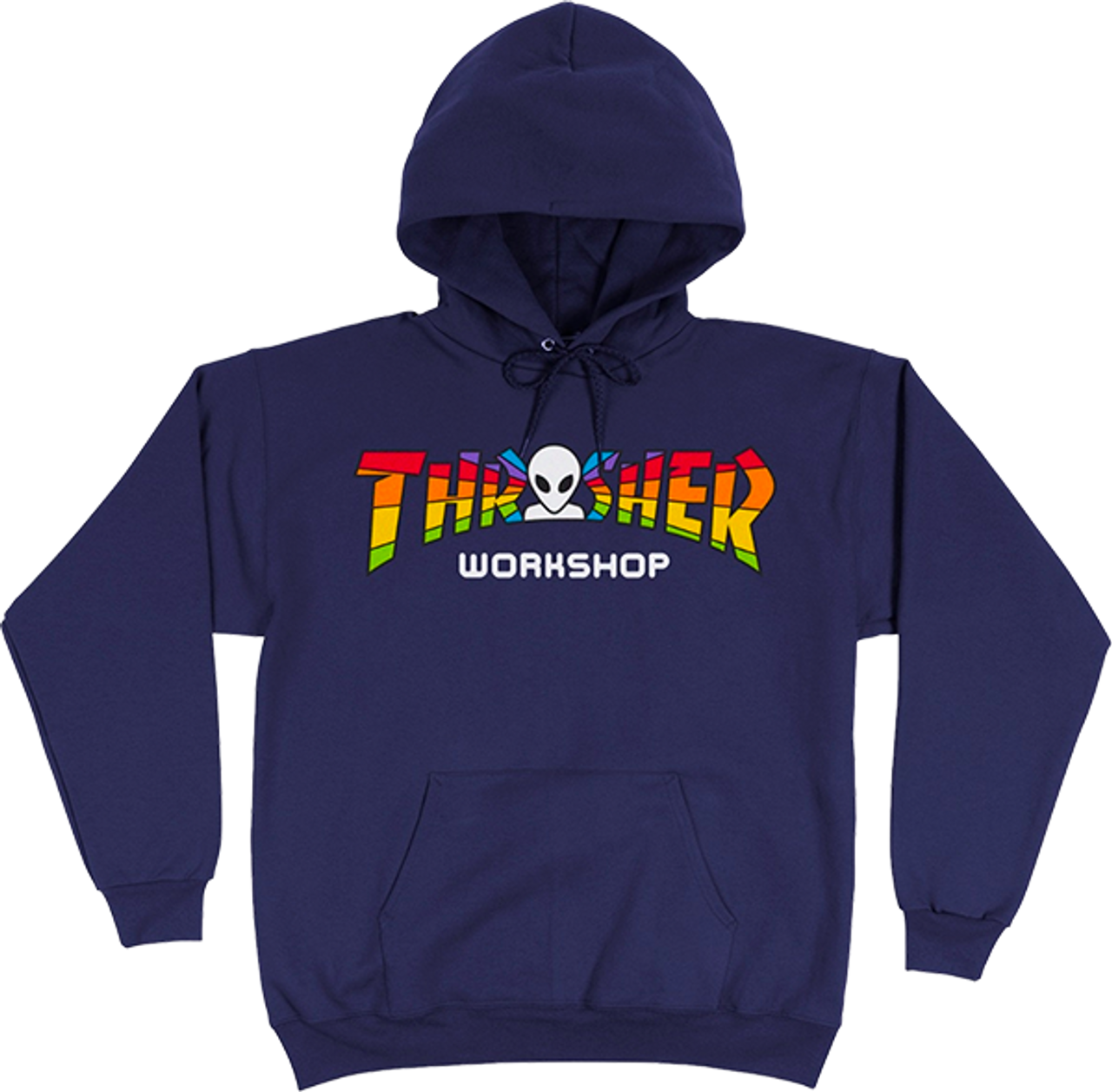 THRASHER X AWS SPECTRUM HOODIE SWEATSHIRT LARGE  NAVY