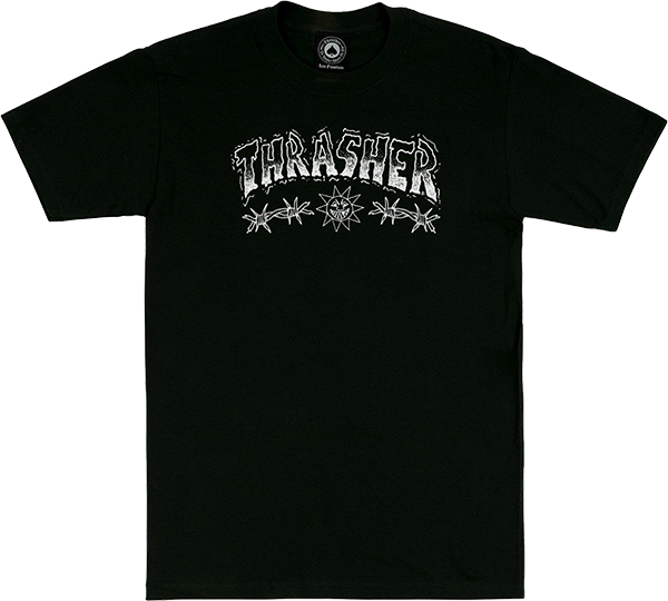 THRASHER BARBED WIRE SS TSHIRT LARGE  BLACK