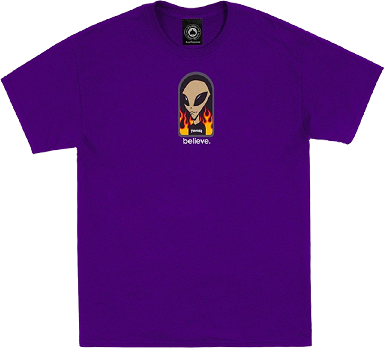 THRASHER X AWS BELIEVE SS TSHIRT SMALL PURPLE