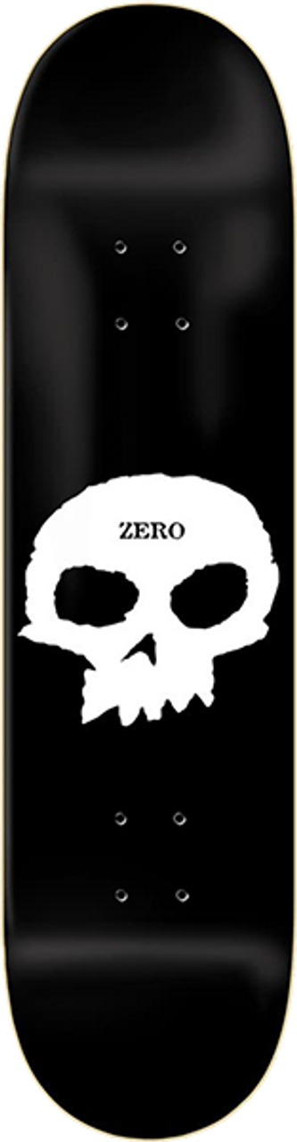 ZERO SINGLE SKULL SKATE DECK-7.25 BLK/WHT