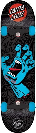 SANTA CRUZ SCREAMING HAND Skateboard Complete -7.6 BLK/BLUE
