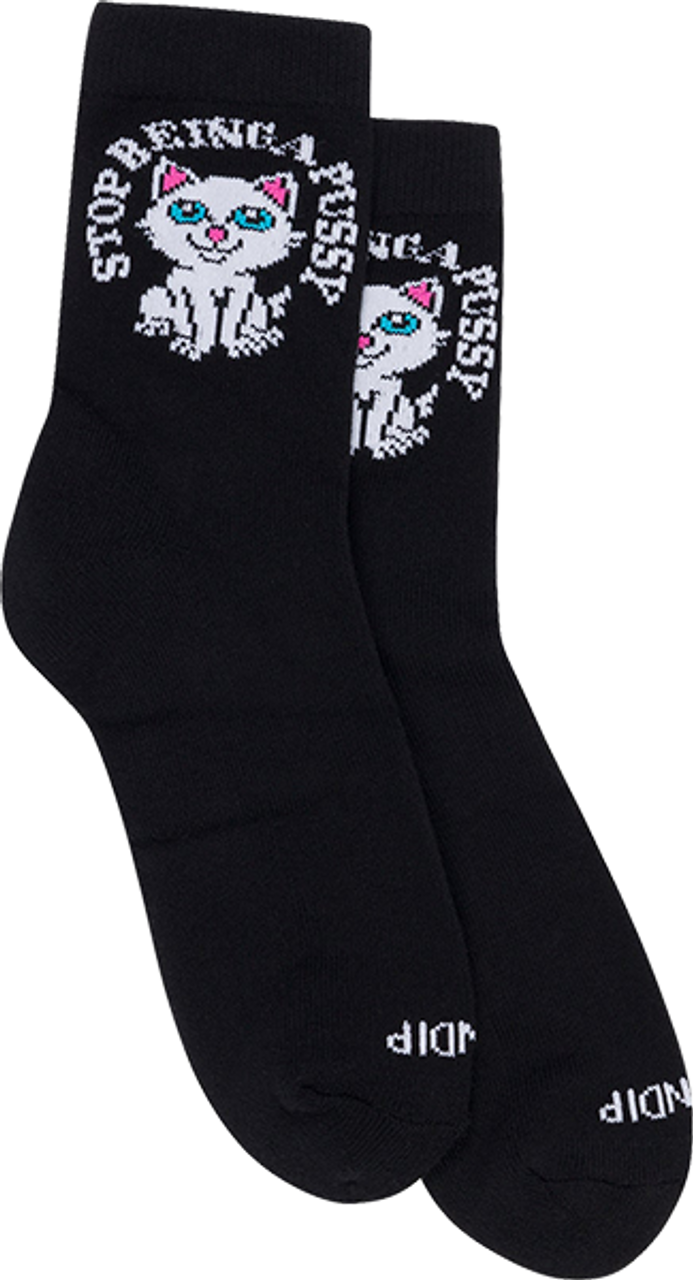 RIPNDIP STOP BEING A PUSSY MID SOCKS BLACK