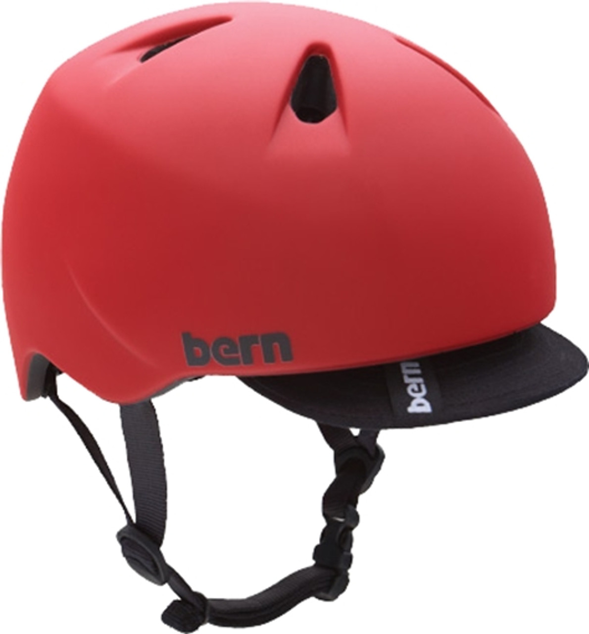 BERN NINO MATTE RED RACING STRIPE XS/SM w/visor Skateboard Helmet