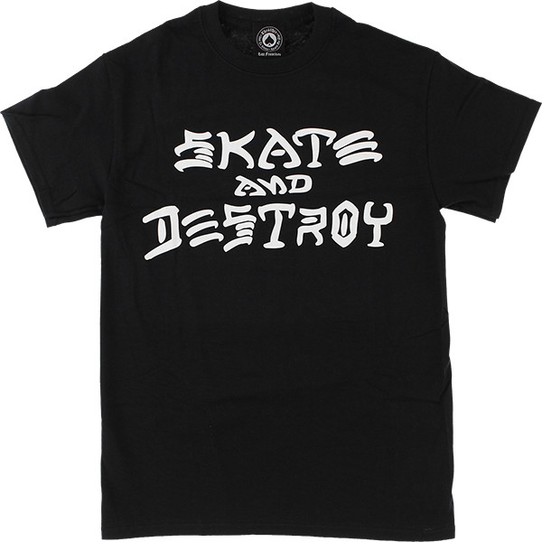 THRASHER SKATE & DESTROY SS Tshirt LARGE  BLACK