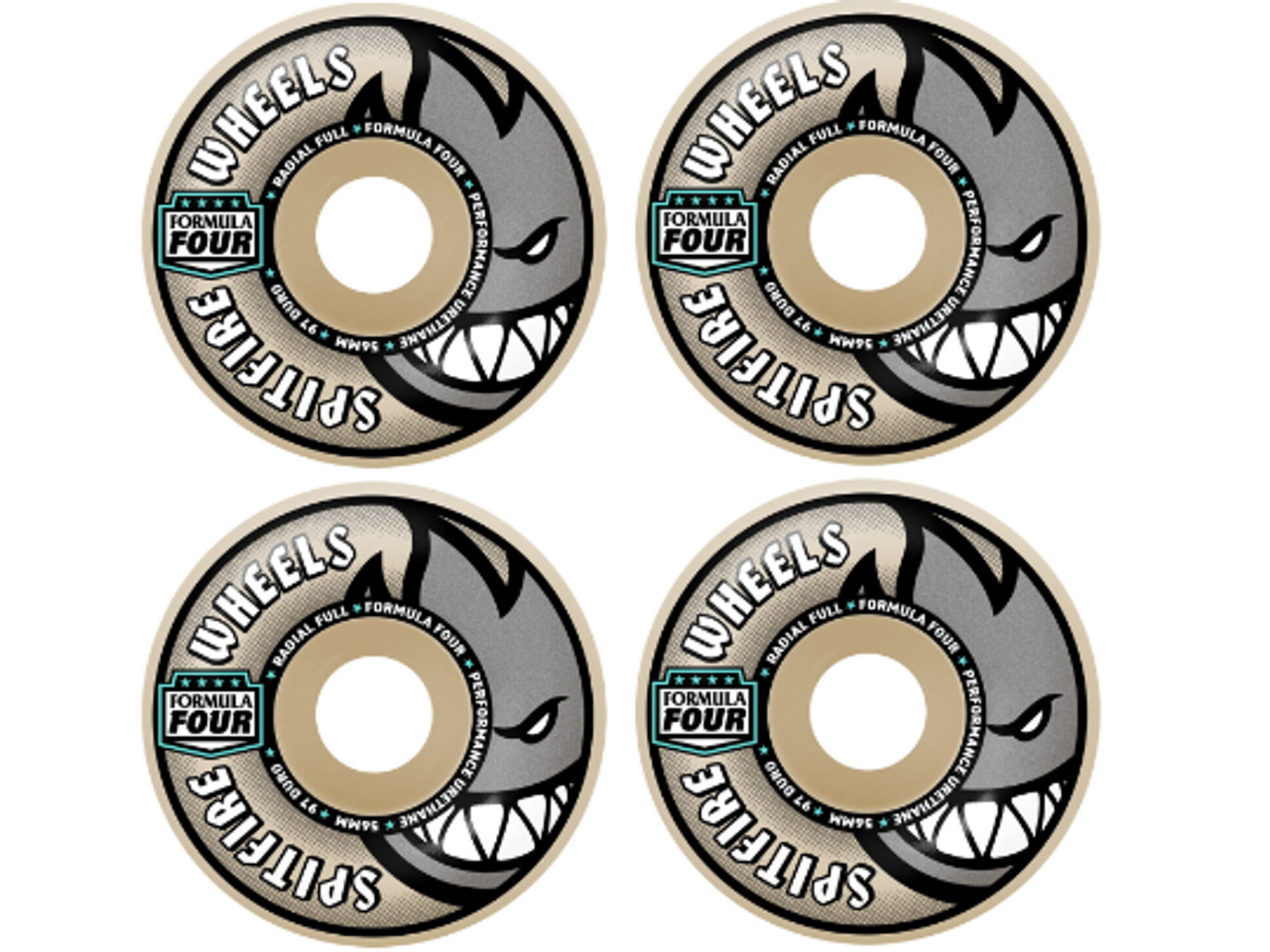 Spitfire F4 97 Radial Wheels Set Silver Aqua 54mm/97d