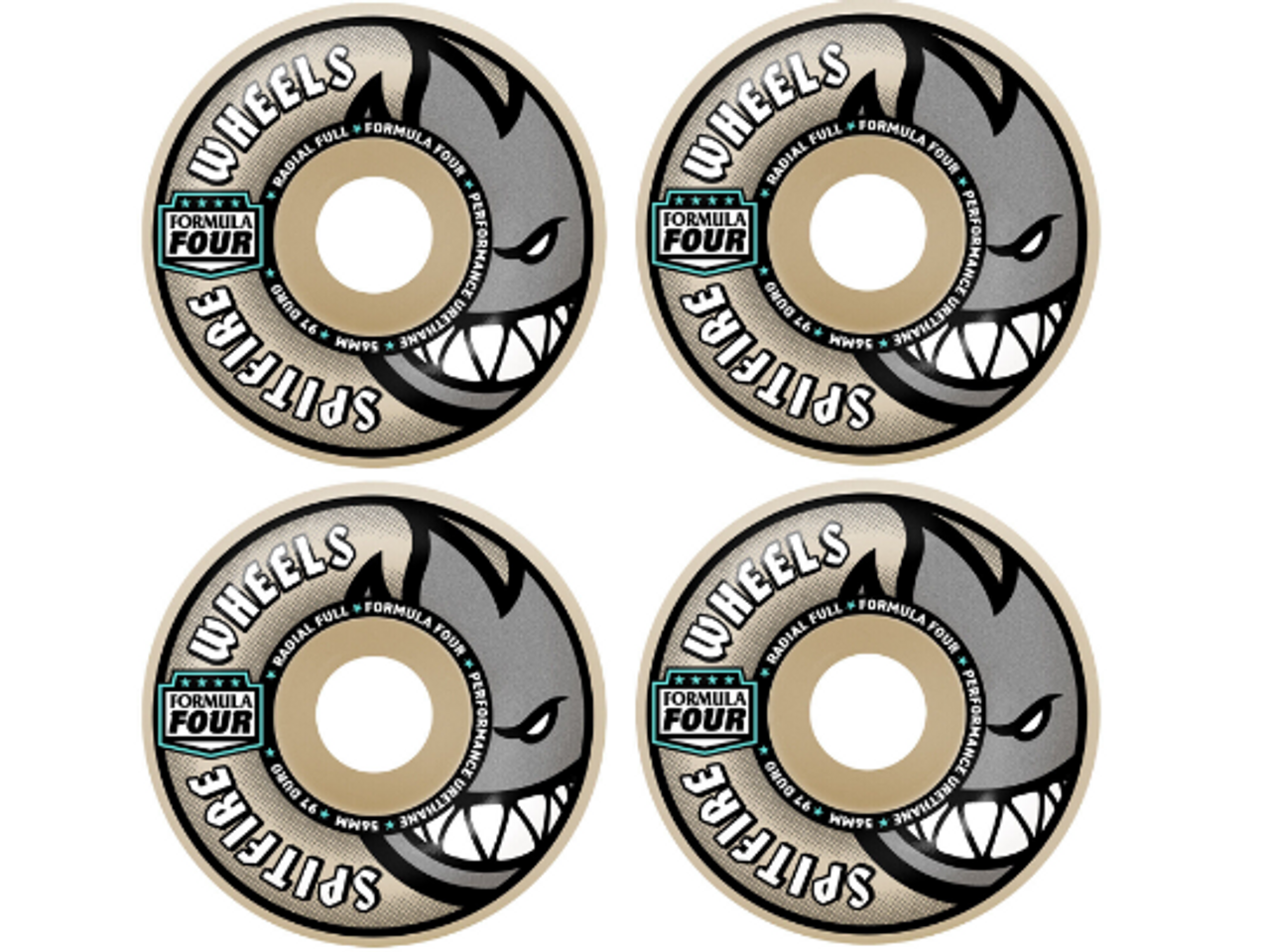 Spitfire F4 97 Radial Wheels Set Silver Aqua 56mm/97d