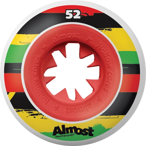 ALMOST DIRTY RASTAS 52mm WHT/RED hollow core Skateboard Wheels