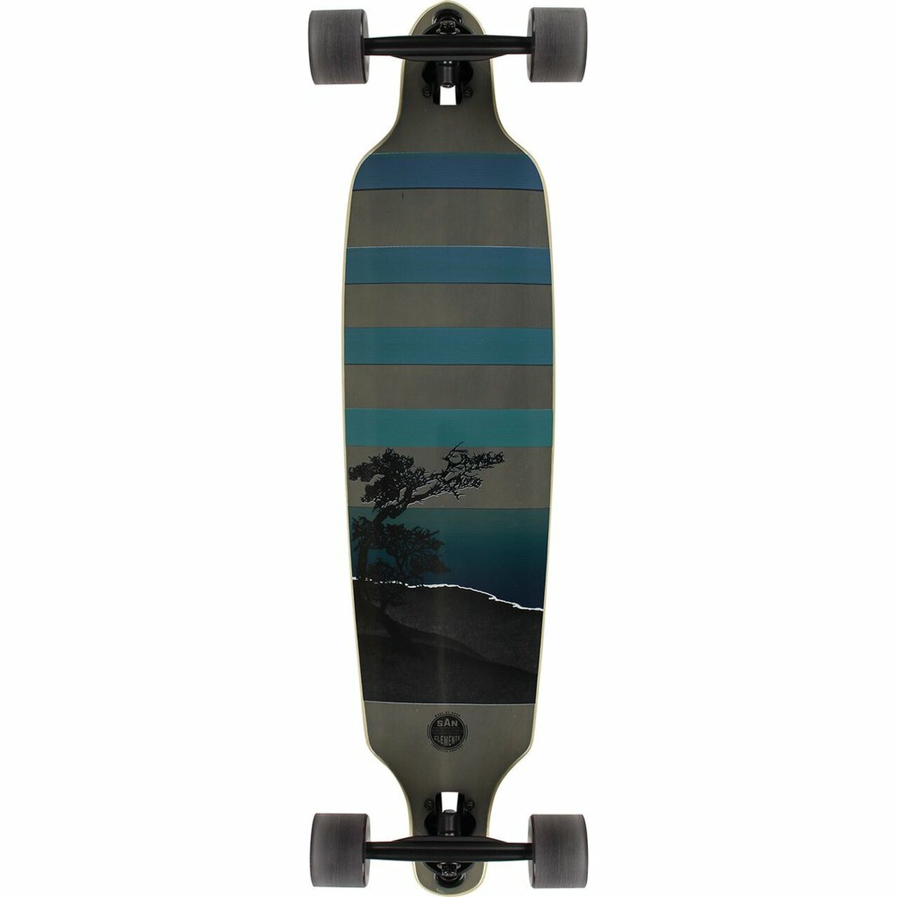 San Clemente Night Lake Drop Through Skateboard Complete Black 9x36