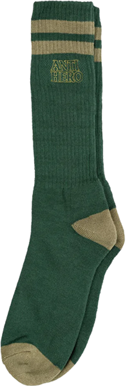 ANTI HERO BLACK HERO OUTLINE CREW SOCKS FOREST GRN/CAMEL