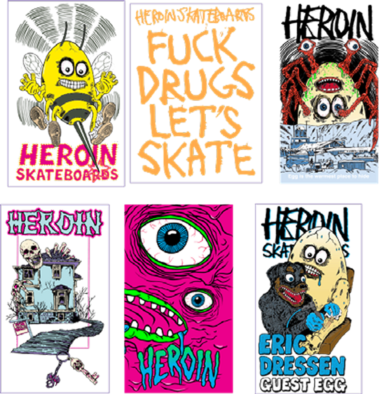 HEROIN HAUNTED HOUSE 12/PK ASSORTED STICKER PACK