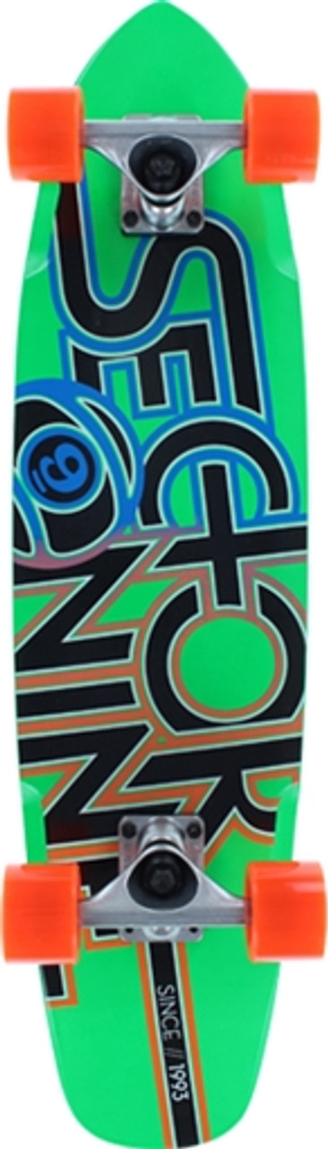 SECTOR 9 THE WEDGE STRIPE SKATEBOARD COMPLETE-7.25x31.3 GREEN