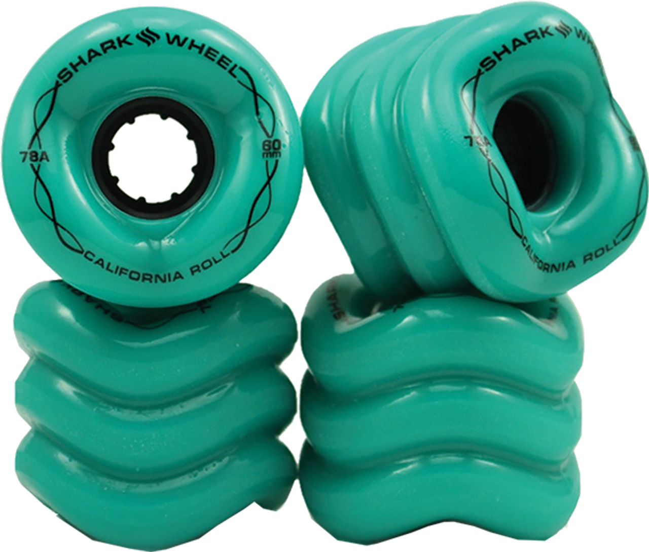 SHARK CALIFORNIA ROLL 60mm 78a SOLID TURQUOISE BLK WHEELS SET