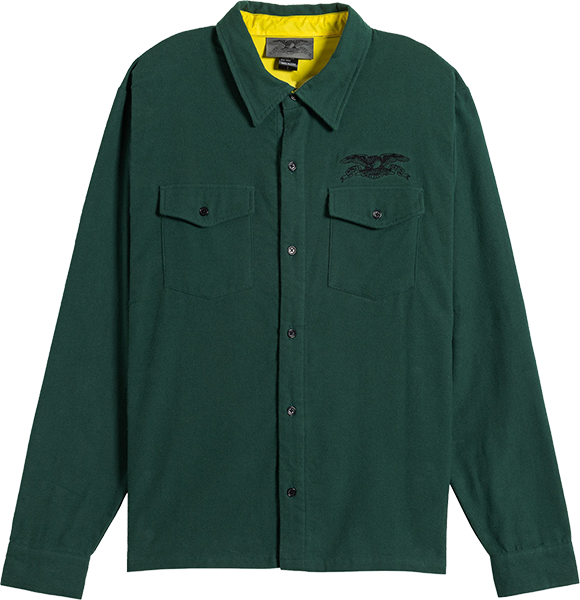 ANTI HERO BASIC EAGLE LS FLANNEL MEDIUM DK.GREEN BLK