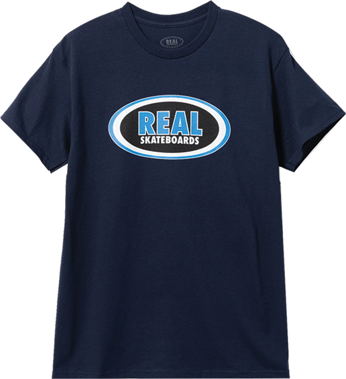 REAL OVAL SS TSHIRT SMALL NAVY BLU BLK WHT