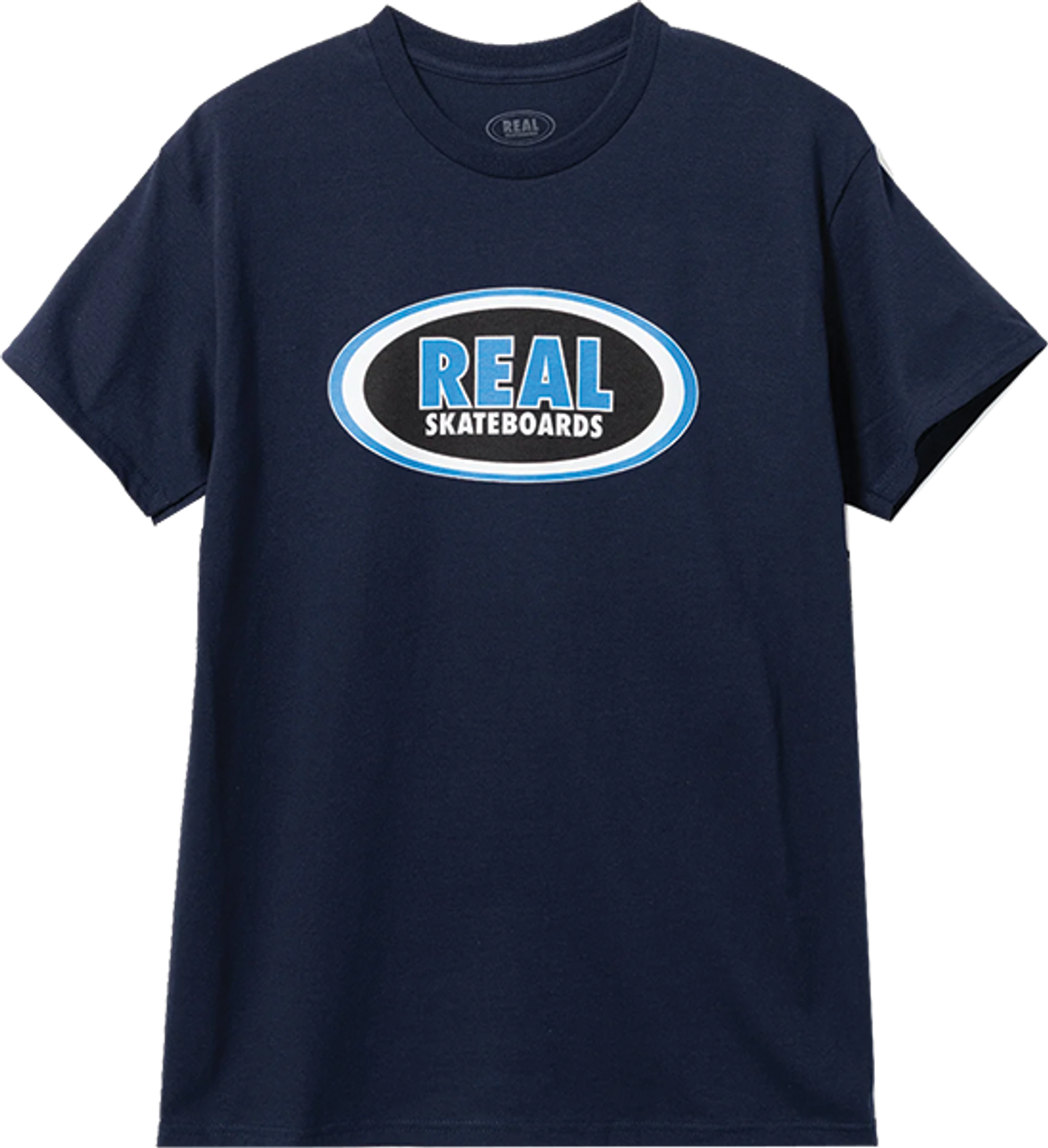 REAL OVAL SS TSHIRT LARGE-NAVY BLU BLK WHT