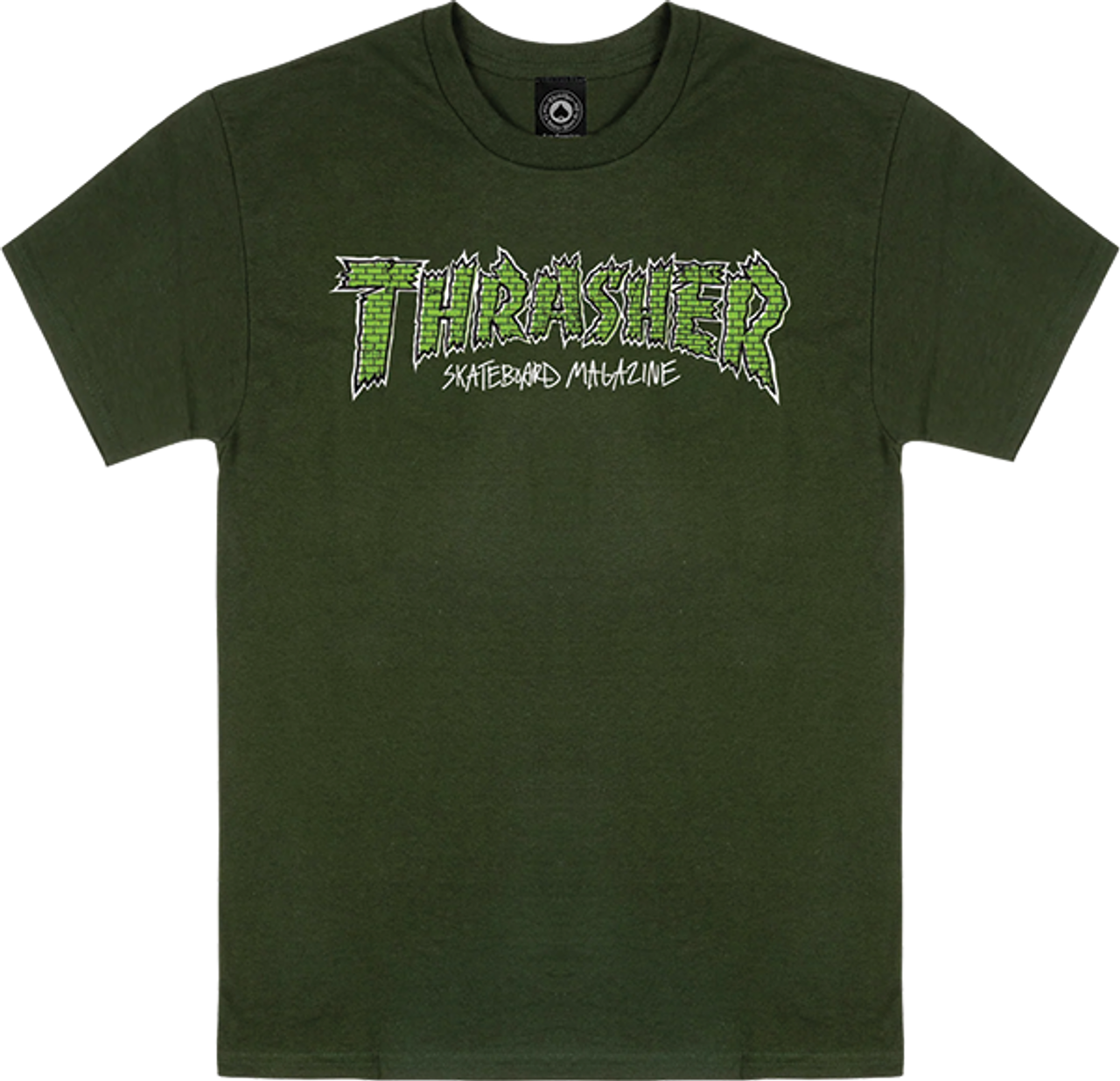 THRASHER BRICK SS TSHIRT SMALL FOREST GREEN