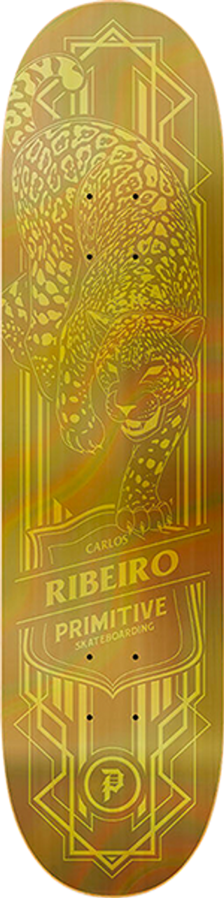 PRIMITIVE RIBEIRO HOLOFOIL JAGUAR SKATE DECK-8.25 GOLD