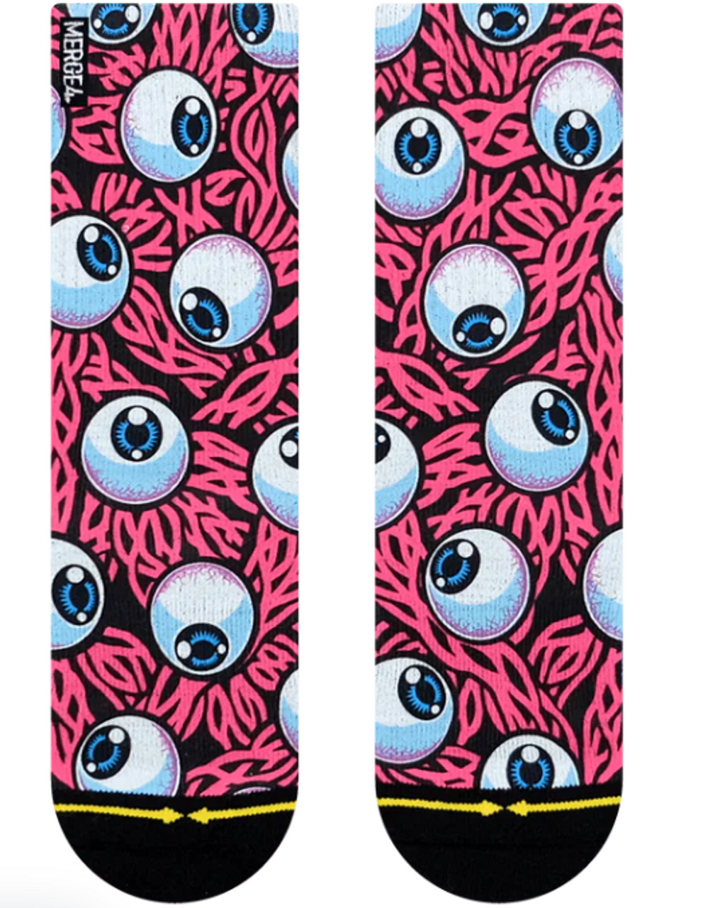 Merge4 Jimbo Eyes Socks Pink Black Youth Large sz (2-5.5)