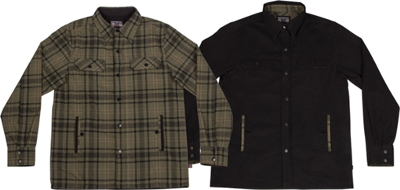 INDEPENDENT SWITCH REVERSIBLE OVERSHIRT JACKET S GRN PLAID