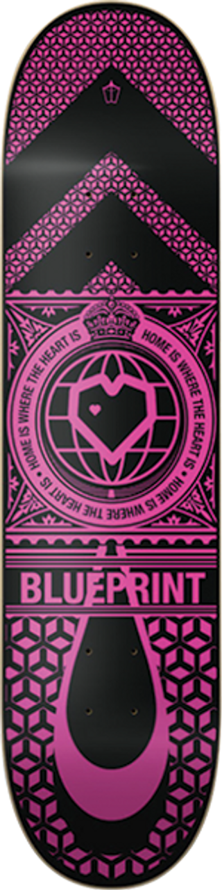 BLUEPRINT HOME HEART SKATE DECK-7.87 BLK/PINK